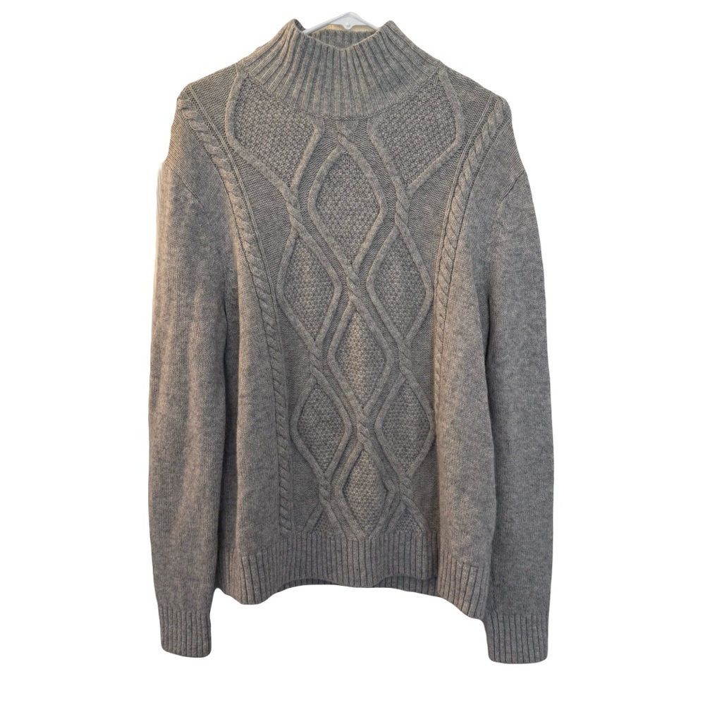 Men's Banana Republic Zephyr Cable Knit Merino Sweater, Light Gray, Size‎ L